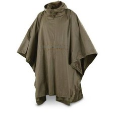 German army wet weather Rain poncho waterproof olive hood shelter cape US STOCK picture
