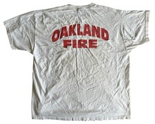 VINTAGE 90's Oakland Fire Department Work T-Shirt X-LARGE Red “Oakland Fire” picture