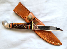 Western USA 628 Jigged Delrin Stag Trout/Fish Knife w/Acorn Case Unused/Mint picture