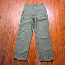 Vintage OG 107 Trousers Pants Mens Size 28x30 Green Cotton Sateen Type 1 60s picture