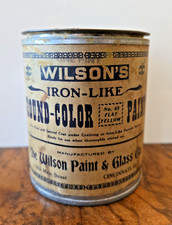 Antique Wilson's Iron-Like Ground-Color Paint Can Cincinnati OH Paper Label 1Pt picture