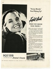 1938 Squibb Dental Cream Toothpaste fight acid Pretty Girl Vintage Print Ad 2 picture