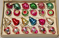Lot 24 VTG Glass Feather Tree PINECONE LANTERN Indent Mini Christmas Ornaments picture