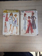 Set (2) 1960s Simplicity Sz 10 #8641 Dress (Cut) #7023 Jumpsuit (Uncut) Patterns picture