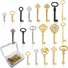 19PCS Keys Vintage Skeleton Keys fits Antique Furniture & DIY Making Lock picture