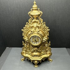 VINTAGE IMPERIAL CAST BRASS MANTLE CLOCK FRAZ HERMLE BAROQUE DESIGN  picture