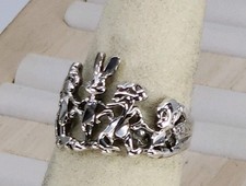 Vintage Warner Bros 925 Sterling Silver Looney Tunes Bugs Daffy Tweety Ring 7.5 picture