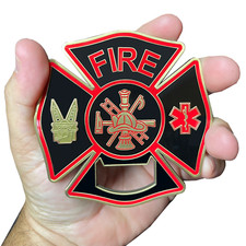 BL2-005A Large Fire Department Firefighter thin red line maltese cross EMT param picture