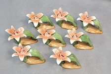 Vintage PIA Fine Bone China LILY FLOWER Philippines NAPKIN RING HOLDERS Lot of 8 picture