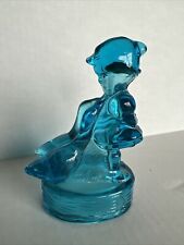 Vintage LE Smith Cobalt Blue Glass Hummel Girl with Geese Figurine picture