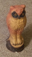 Antique Large Heavy Composition Owl with Original Glass Eyes Halloween ~RARE~ picture