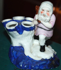 Antique PORCELAIN Multi Bud Spill/Match Vase HERCULES W CLUB Circa 1850s Europe picture