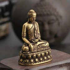 Bronze Brass Tibet Buddhism Buddhist Sakyamuni Buddha Figure Small Statue USA picture