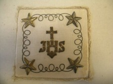 Antique goldbrocade Palla with stars and IHS  (Church,Altar,Mass) picture