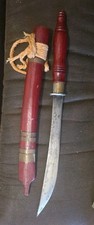 Vintage Dha Southeast Asian Single-Edged Sword w/Wooden Scabbard. picture