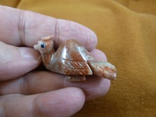 (Y-BIR-PEA-13) baby red white PEACOCK carving SOAPSTONE Peru love peacocks picture