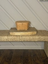Vintage Longaberger Lidded Basket Wood Swing Handle Plastic Liner USA picture