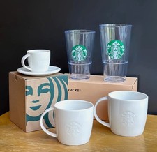 Starbucks Cup Embossed Mug White Ceramic Mug / Acrylic cup Classic Coffee Cup picture