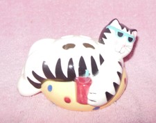 BACOVA 1994 COCO DOWLEY WHIMSICAL CAT CERAMIC TOOTHBRUSH CADDY HOLDER MINT picture