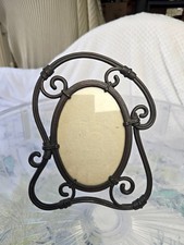 1993 Art Deco Revival Scrollwork Metal Oval Picture Frame Vintage Terragraphics picture
