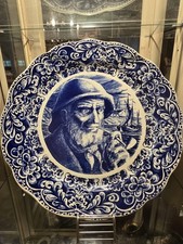 Boch Frères Delft Blue White Floral Ceramic Collector Plate Belgium 13 in picture