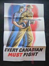 1944 WW2 USA AMERICA EVERY CANADIAN CANADA MUST FIGHT WAR PROPAGANDA POSTER D65 picture