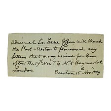 1829 Admiral Sir Isaac Coffin ALS – Forwarding Request to Liverpool Postmaster picture