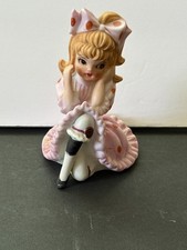 Lefton Trademark Exclusive Japan Porcelain Girl in Pink Dress Figurine picture