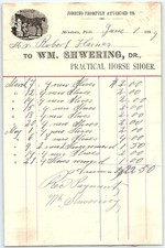 1889 Phila. Horse Shoer Billhead - Wm. Shwering Farrier picture