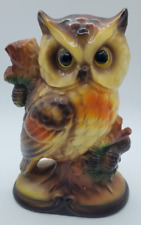 Ceramic Traditional Owl Figurine Hollow Bottom Unsigned 1972 picture