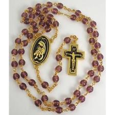 Damascene Gold Rosary Crucifix Virgin Mary Purple Beads by Midas of Toledo Spain picture