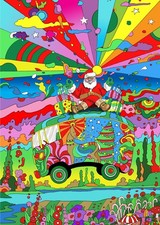 LUX PRESS Psychedelic Christmas Cards 5x7, 10 Pack Meditating Santa Hippie Bus picture