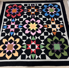 Black Cosmic Jewels Handmade Cotton Queen Patchwork quilt top/topper picture