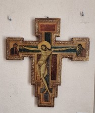Stunning Italian Religious Art Florentone crucifix early 1900's gold leaf gilded picture