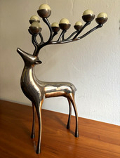 Vintage 1997 Pottery Barn Silver Plated 10-Point Reindeer Candelabra 20” candles picture