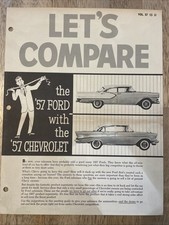 Ford Vintage 1957 Ford Vs ‘57 Chevrolet Promo Salesman Brochure NOS Amazing Piec picture