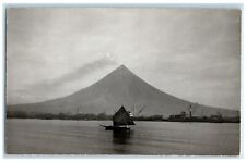 c1940's View Of Mayon Volcano Philippines PH, Sailboat RPPC Photo Postcard picture