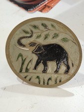 Vintage Cloisonne Enamel Elephant Brass Small Plate 5