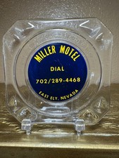 Vintage 1960s Miller Motel East Ely Nevada Advertising Glass Ashtray Collectible picture
