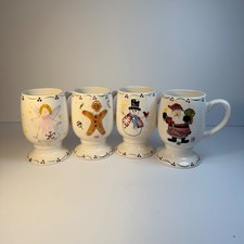 Cosmos Gifts Christmas Pedestal Mugs Set of 4 Santa Snowman Gingerbread Angel picture
