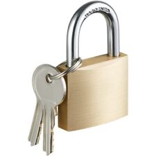 Solid Brass Padlock with Key, Pad Lock 1-1/2 in. Wide Lock Body, Fence, Locker picture