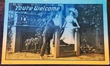 You're Welcome, Romance Couple RPPC Postcard Posted 1911 Stamp Posted picture