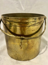 Vintage brass grain seed bucket/pail with swing handle 3282 picture