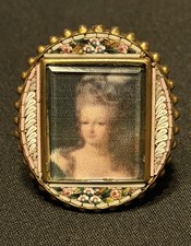 Antique Italian Micro Mosaic Picture Frame White Flowers Beautiful Woman picture
