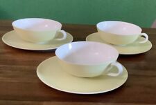 Antique Rare 1932 Lotos Nymphenburg 3 Flat Cups And Saucer’s Soft Yellow picture