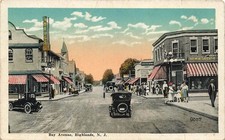 NEW JERSEY POSTCARD STREET SCENE OF DRUG STORE, GROCERY BAY AVENUE, HIGHLANDS NJ picture