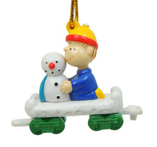 Peanuts Charlie Brown Christmas Linus Snowman Train Car Ornament picture