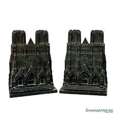 Antique Victorian Gothic Notre Dame Cathedral Library Bookends - A Pair picture