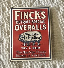 Finck’s Detroit Special Overalls Metal Fridge Magnet Collectible Vintage picture