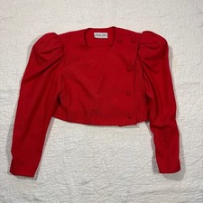 1980s Vintage Leslie Lucks Vibrant Red Cropped Jacket size small picture